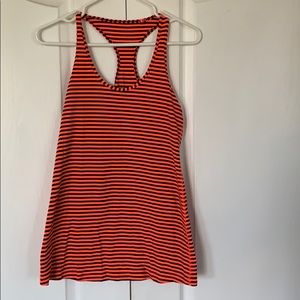 Lululemon Sz. 10 long orange /blue striped tank
